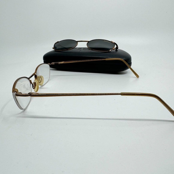 Easyclip Eyeglasses Gold Frame w Polarized ClipOn Sunglasses‎ 49-19 H9563 main image 6